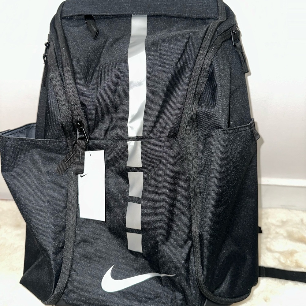 Nike Black and Silver Hoops Basketball Backpack nwt